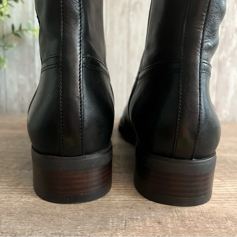 Coach Easton Tall Equestrian Black Leather Boots Gold Buckle Sophisticated 9 - Picture 9 of 10